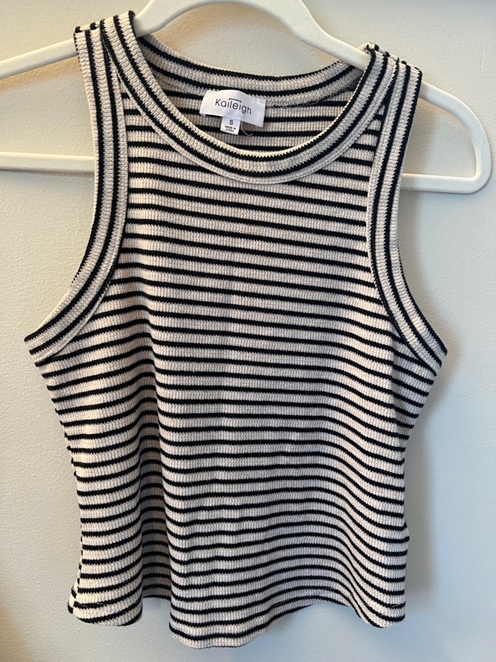 Kaileigh Racerback Striped Tank Top Black/Tan Size Small - Picture 3 of 11